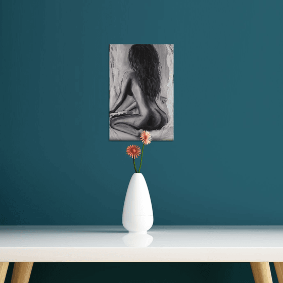 Touch me like you do, nude erotic girl oil painting, Gift, bedroom art