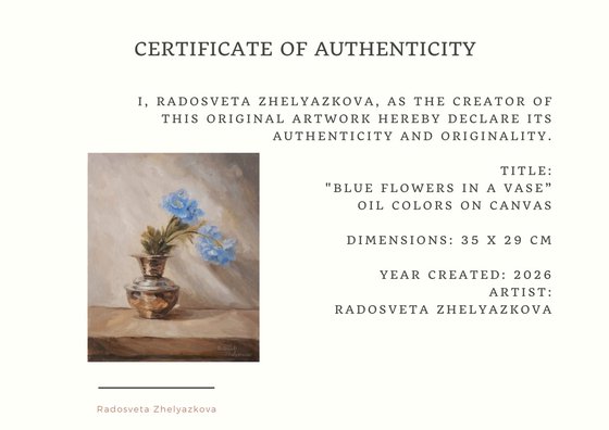 Blue flowers in a vase