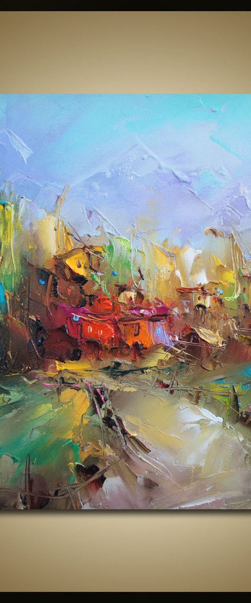 On the village,  Landscape Oil painting by Stanislav Lazarov