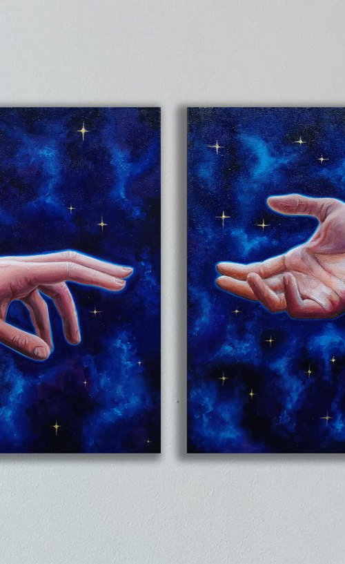 Diptych "Two universes" | 20*20 cm by Lada Ziangirova