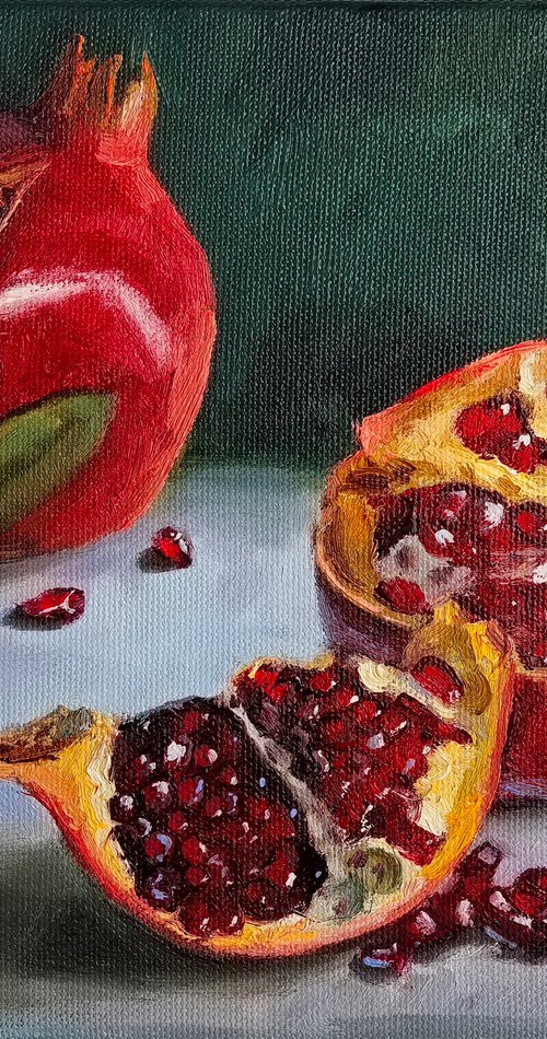 Pomegranates still life by Leyla Demir