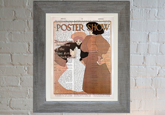 Poster Show, Pennsylvania Academy of the Fine Arts, Philadelphia - Collage Art Print on Large Real English Dictionary Vintage Book Page