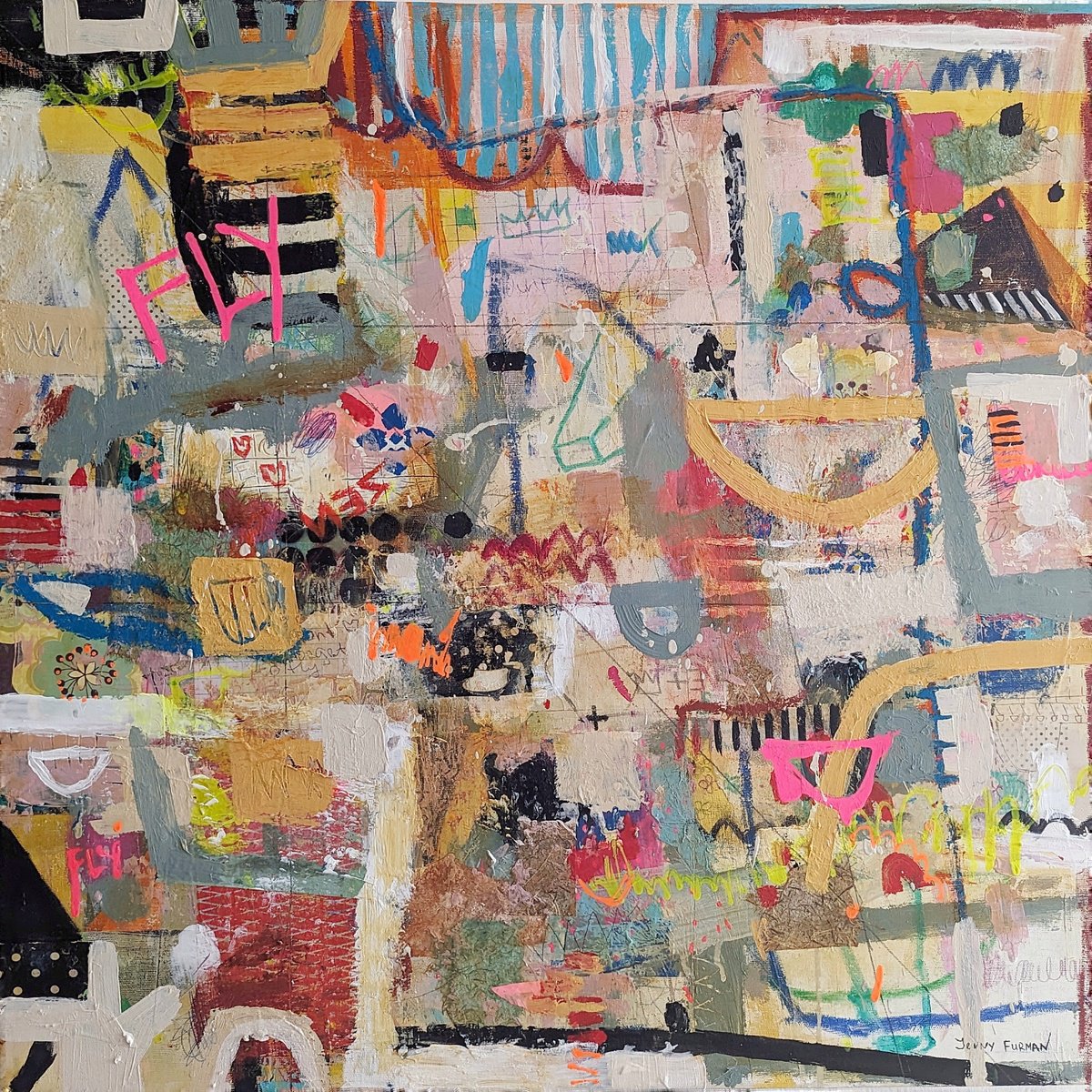 Abstract Painting By Jenny Furman, 28 X 28, Don