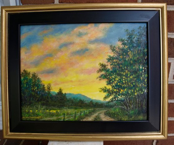 Road Home # 2 - Oil on 10X13 inch mat board by K. McDermott (SOLD)