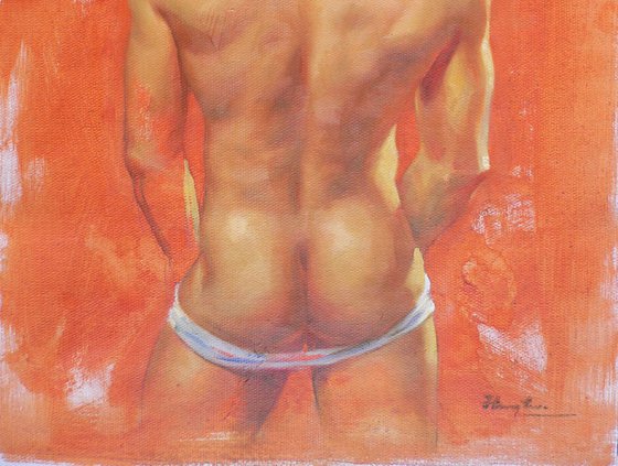 Oil painting male nude on linen #17126