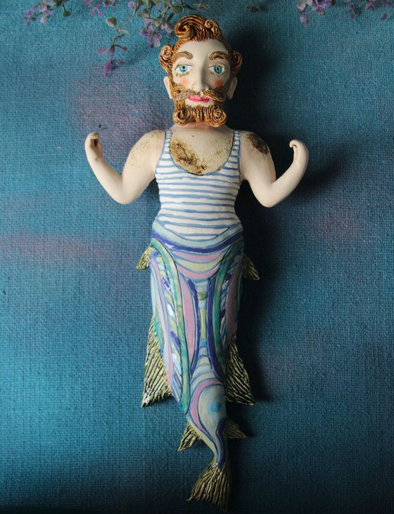 Hipster Merman,  Wall sculpture by Elya Yalonetski.