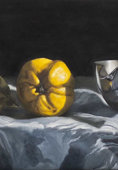 Yellow Quinces and Silver Bowl by Andrew McNeile Jones