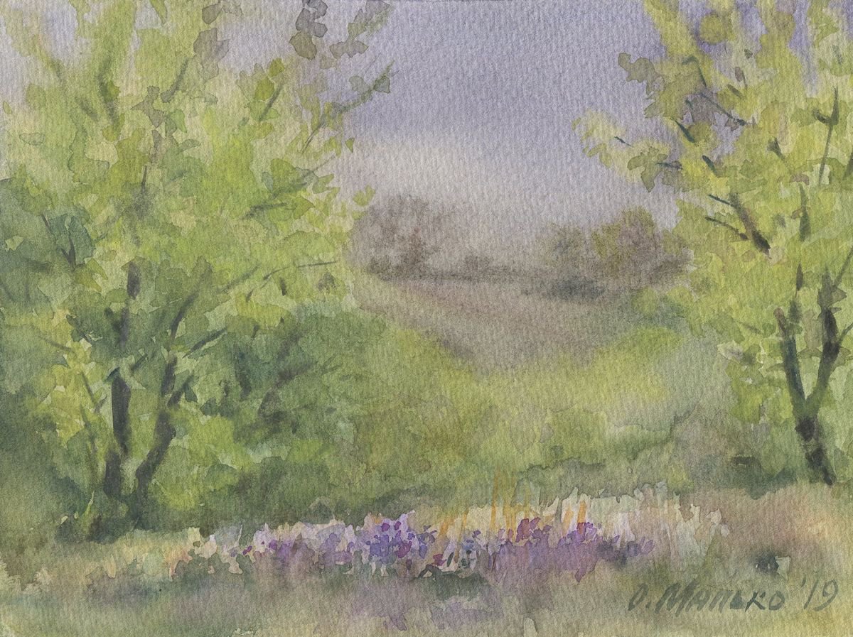Spring rains #2 / Watercolor sketch by Olha Malko
