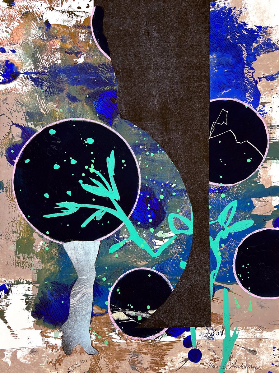 Abstract Collage By Randi Antonsen, 12 X 17", True And Untrue Stories, Original Artwork