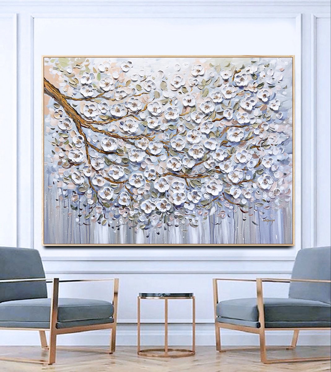 Abstract Landscape Acrylic Painting By Lana Guise, 49 X 37", Pure Bloom, Original Artwork