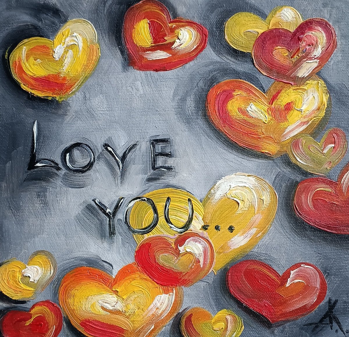 For my love - love you, hearts, oil painting, love, lovers, heart, for woman, gift for lov... by Anastasia Kozorez