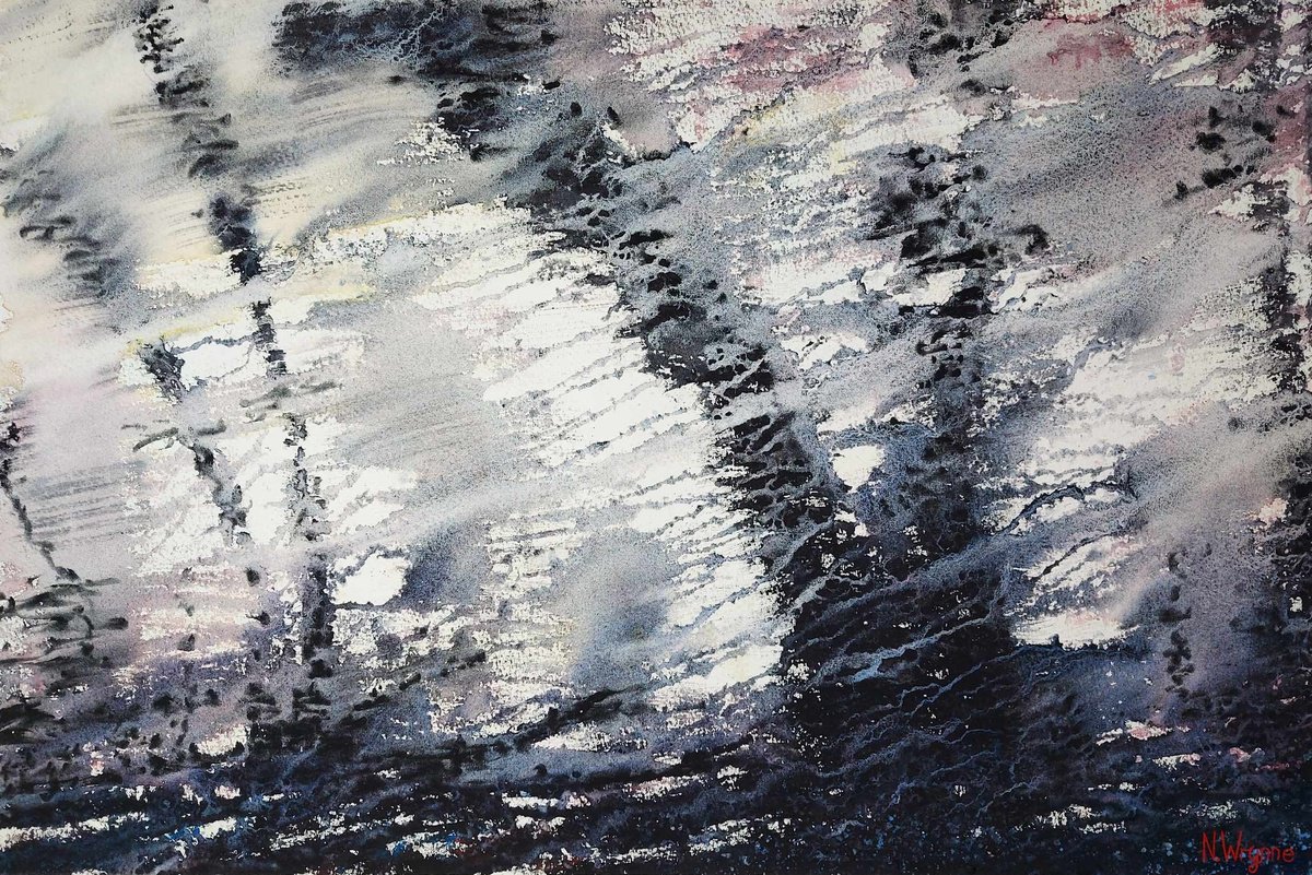 Expressive Landscape Watercolour By Neil Wrynne, 22 X 15", Given To The Wind, Original Artwork