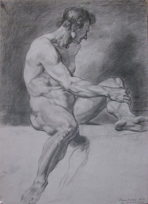 Nude male figure by Kateryna Bortsova