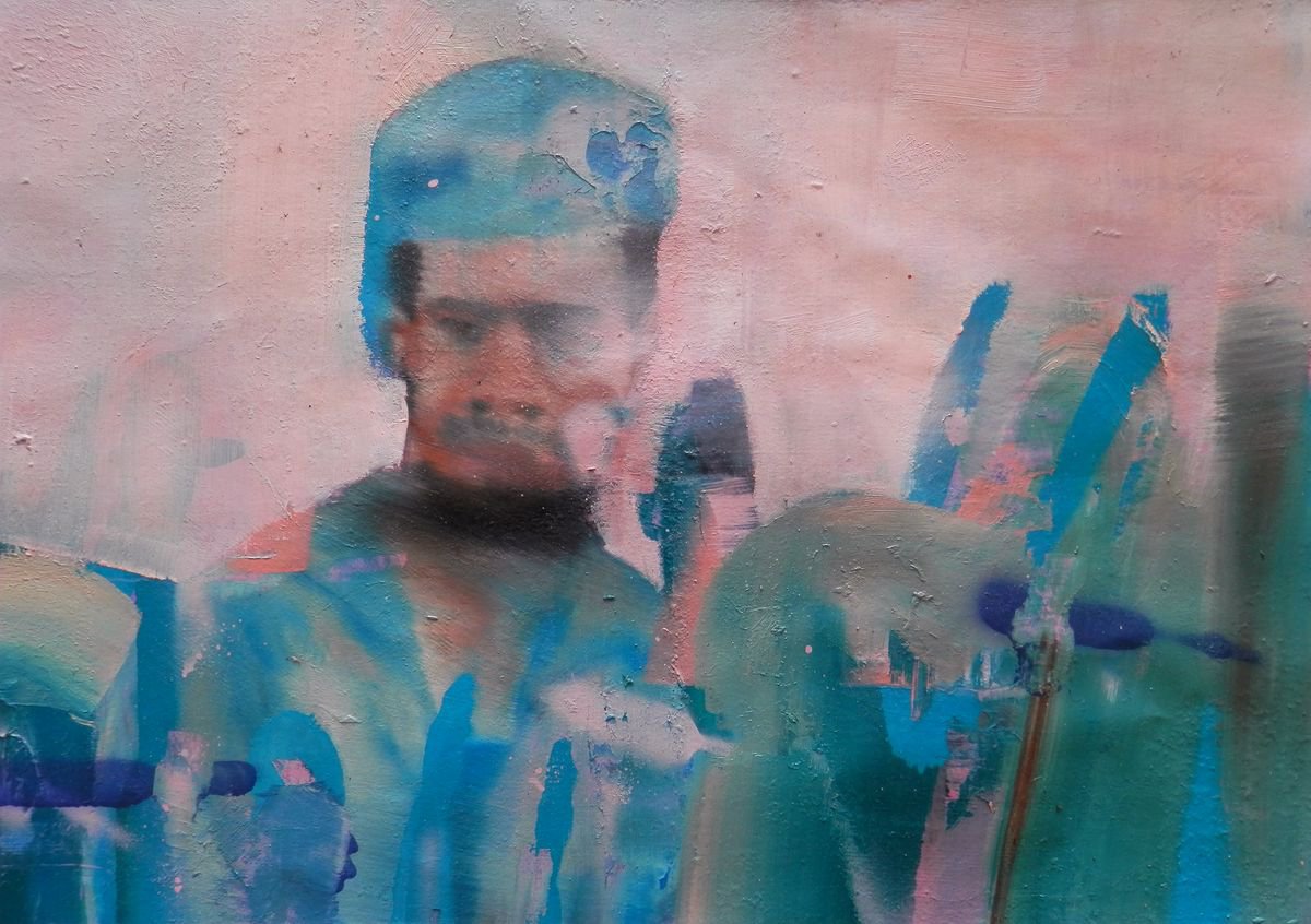 Urban And Pop Portrait Oil Painting By Milos Hronec, 16 X 11", Still Fresh 20, Original Artwork