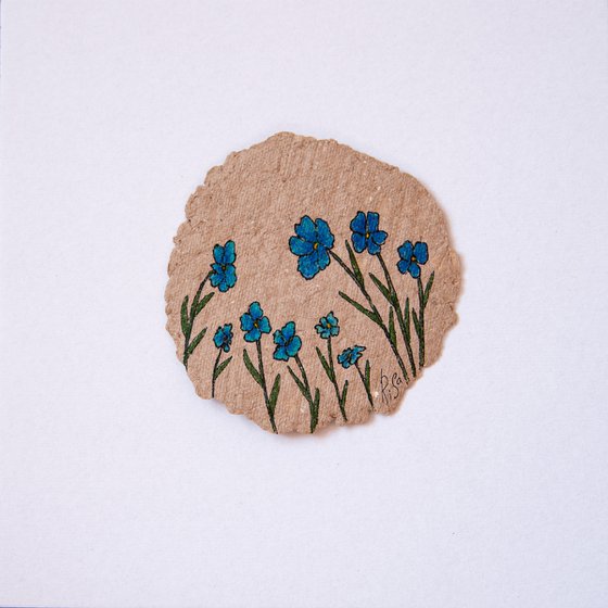 Blue flowers drawing on the author's craft paper