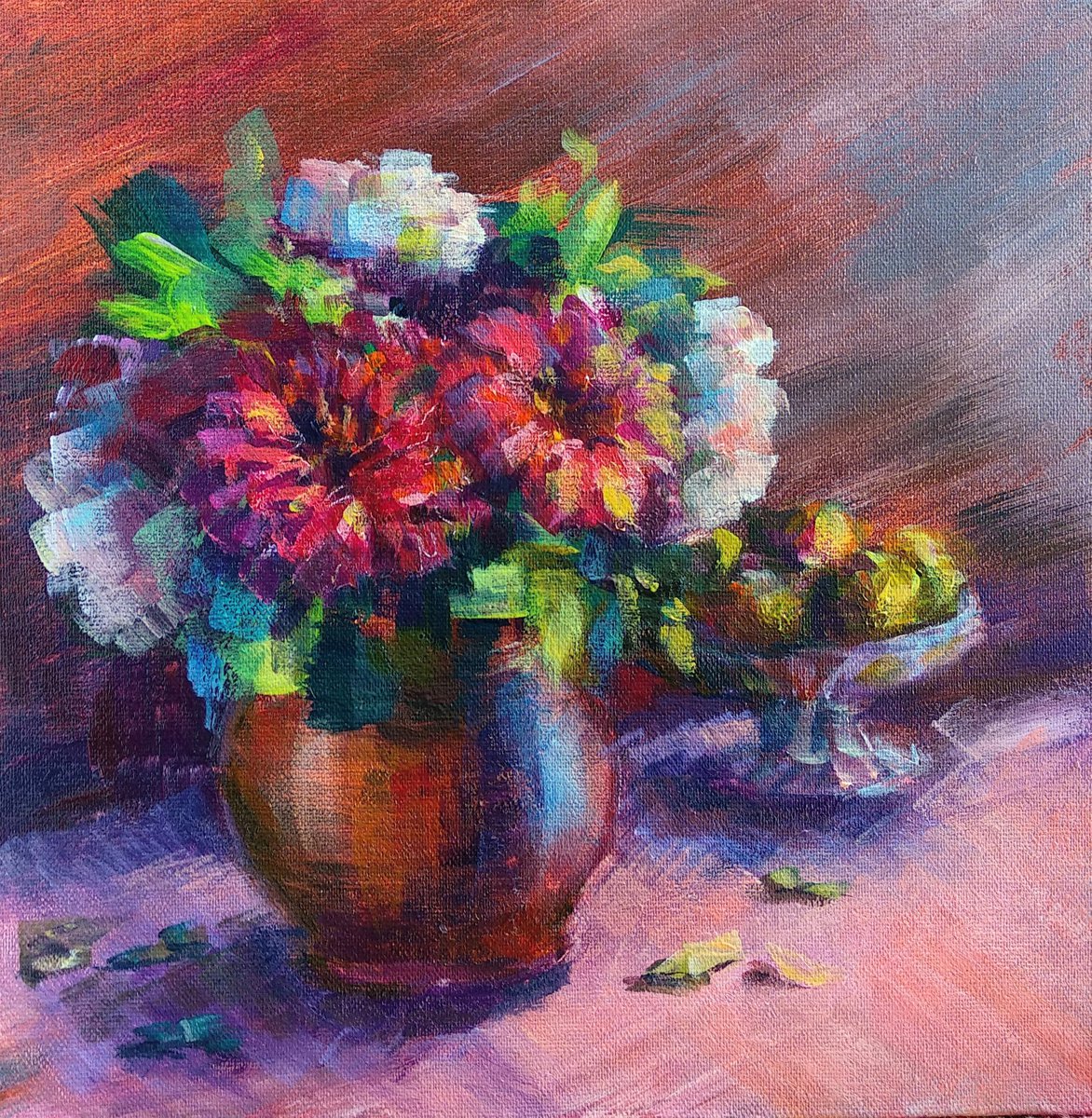 Still Life with Flowers and fruits by Anastasia Art Line