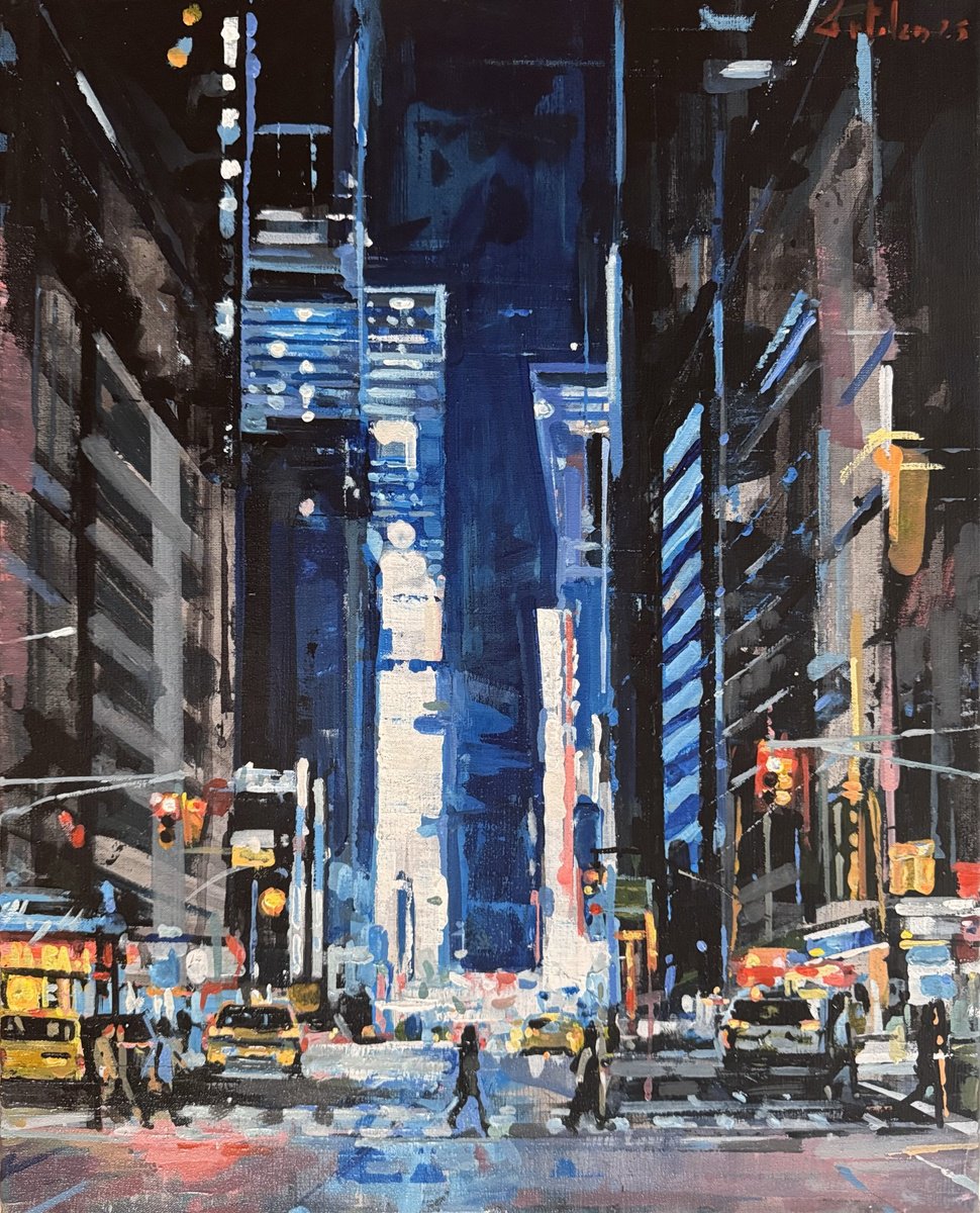 Impressionistic Cityscapes Oil Painting By Marco Ortolan, 16 X 20", Nyc, Original Artwork