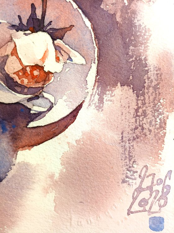 "Rose. Dance of light and shadow" original watercolor artwork