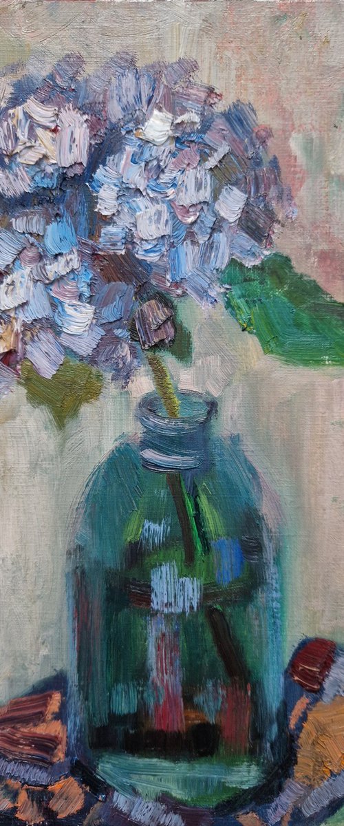 Still-life with flower "Blue Hydrangea" by Olena Kolotova