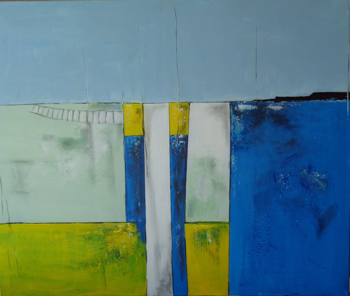 Abstract Acrylic Painting By Irene Gartner, 47 X 39, Canyon Blue, Original Artwork