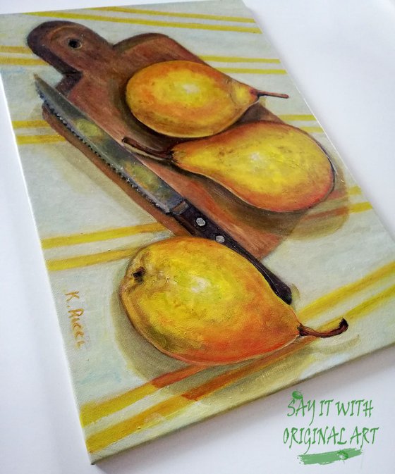 Pears on Cutting Board