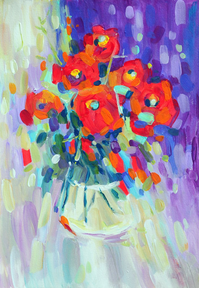 Poppies in vase by Liubov Kvashnina