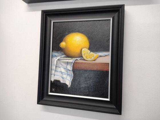 Lemon on cloth still life