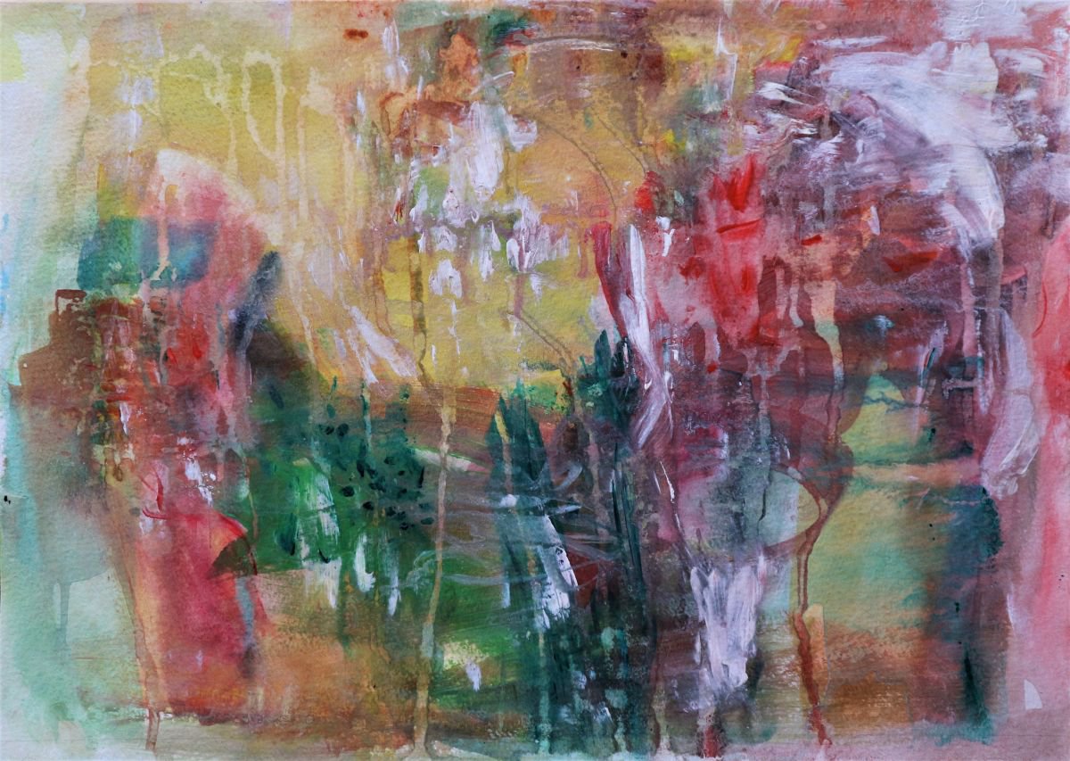 Abstract Acrylic Painting By Florina Breazu, 16 X 12, Sunrise I, Original Artwork