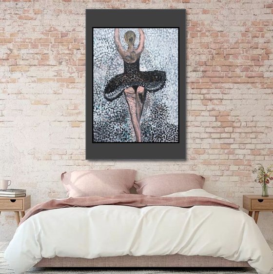 Black and White Painting on Canvas, Ballerina Paintings, Ballet Art, Artfinder Gift Ideas, Home Decor, Living Room Decor, Large Paintings on Canvas, Ready to Hang, Original Artwork, For Sale