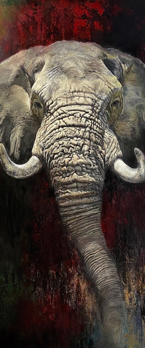 The Gentle Giant, large original Elephant painting by Paul Hardern