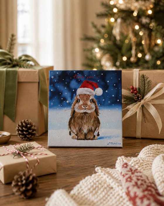 Christmas Bunny in Snow