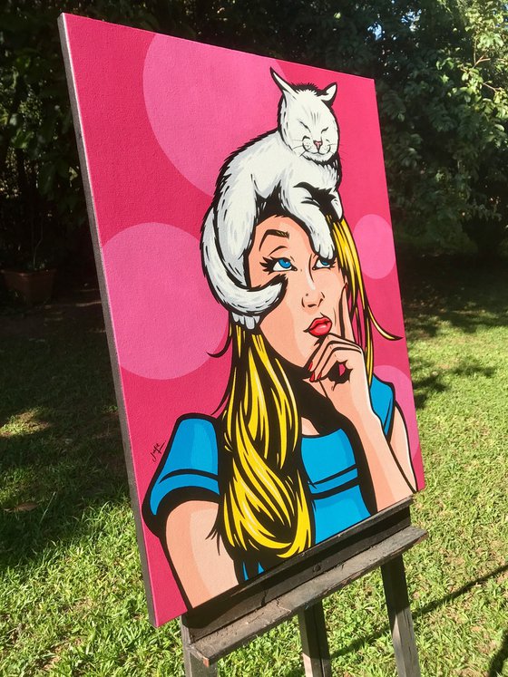 Cat On A Hot Blonde Head