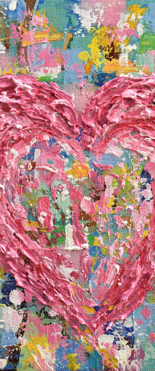 Pink Heart - Original Acrylic Painting by Olga Tkachyk