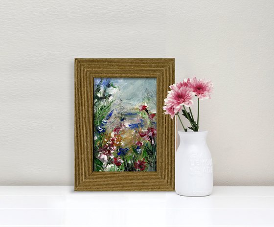 A Meadow Journey 8 - Framed Floral Painting by Kathy Morton Stanion