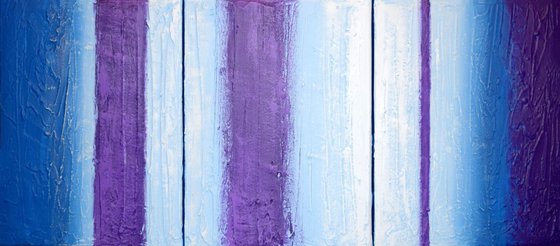 Beautiful triptych abstract original "Purple Intention" abstract painting art canvas - 27 x 12 inches