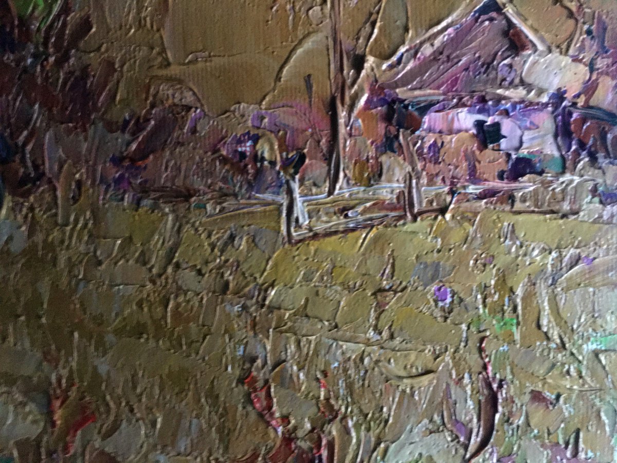 Impressionistic Landscape Giclee Print By Kalenyuk Alex, 20 X 20", Warm Evening, Original Artwork