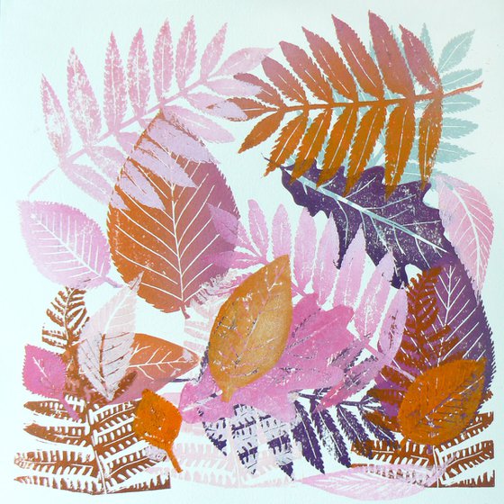 Fall #3 (Autumn leaves monoprint)