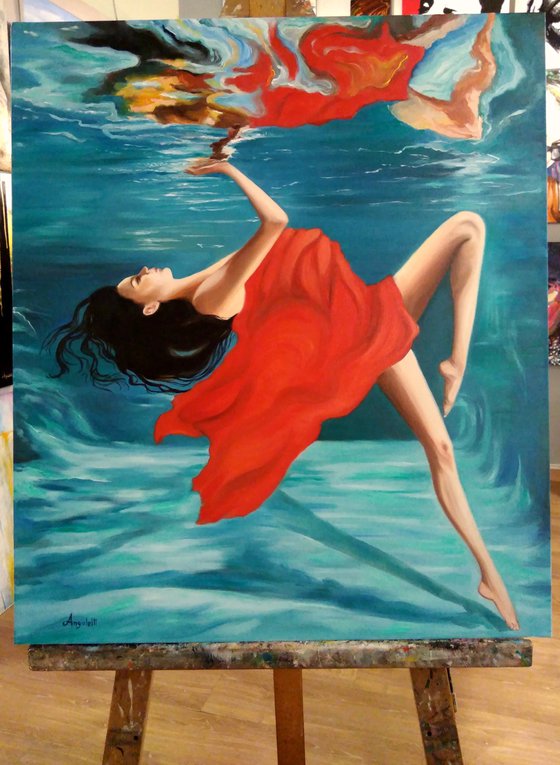 Full immersion - oil painting - underwater painting - seascape