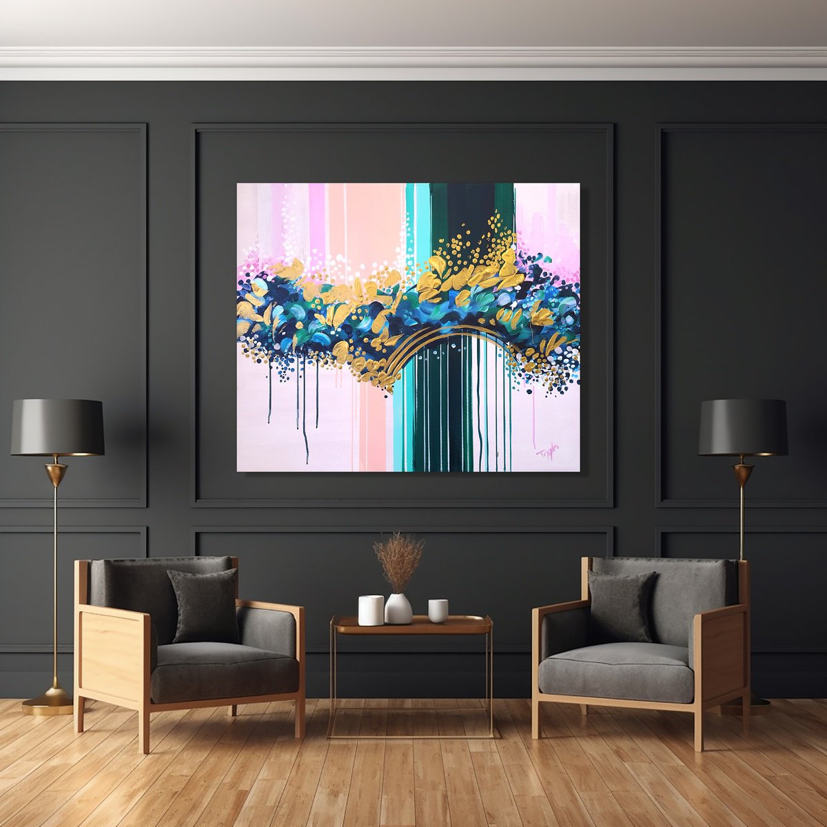 Abstract Acrylic Painting By Trayko Popov, 39 X 33", Good Morning!!, Original Artwork