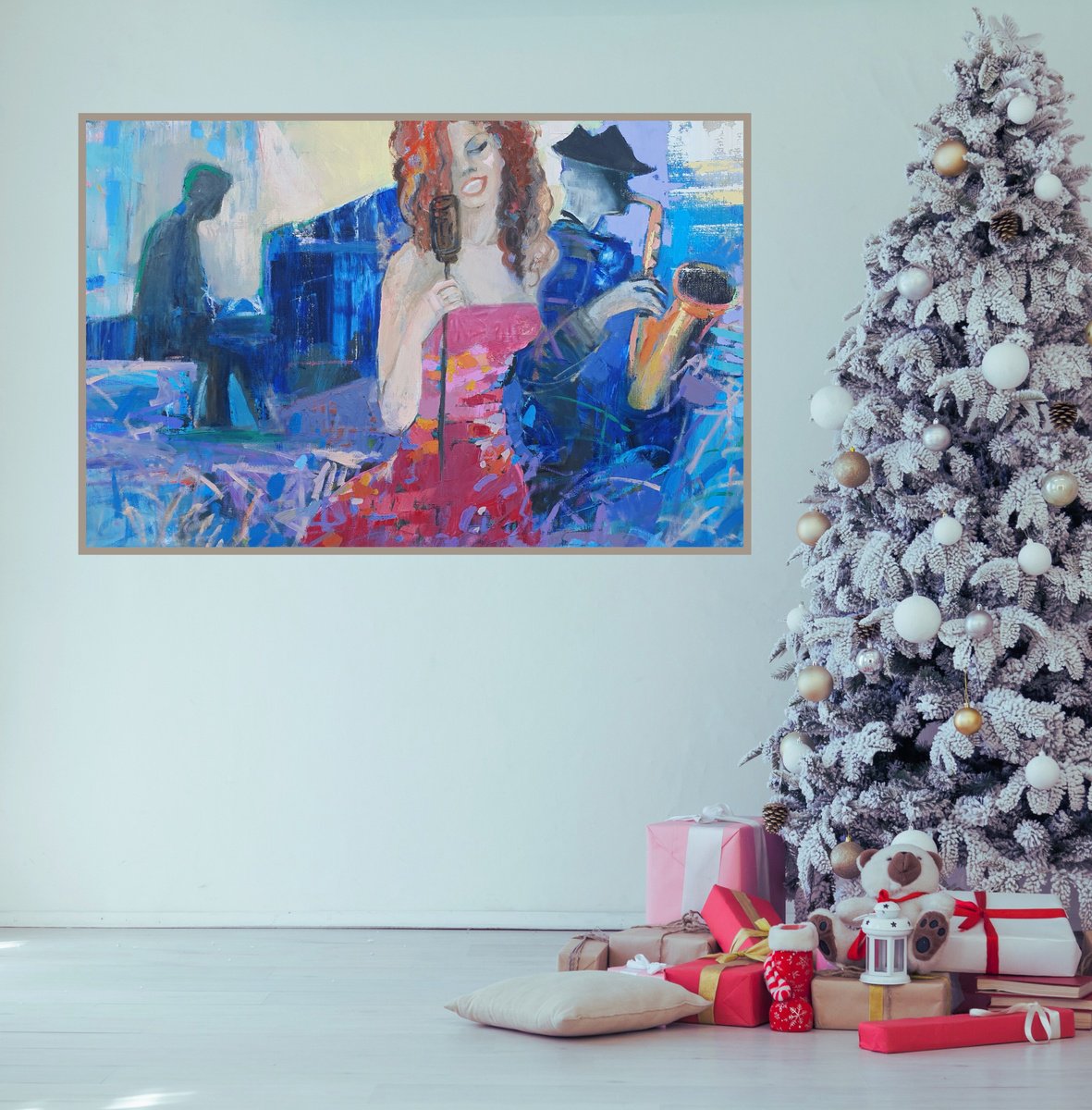 Impressionistic Portrait Oil Painting By Victoria Cozmolici, 47 X 31", Jazz, Original Artwork