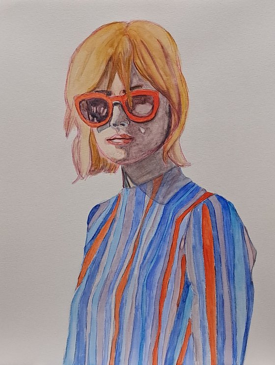 Retrato a rayas.