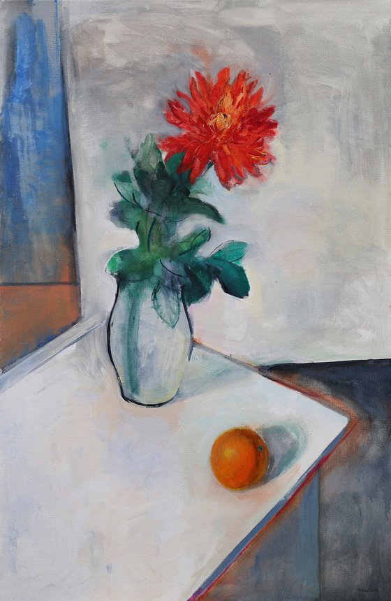 Red flower and orange