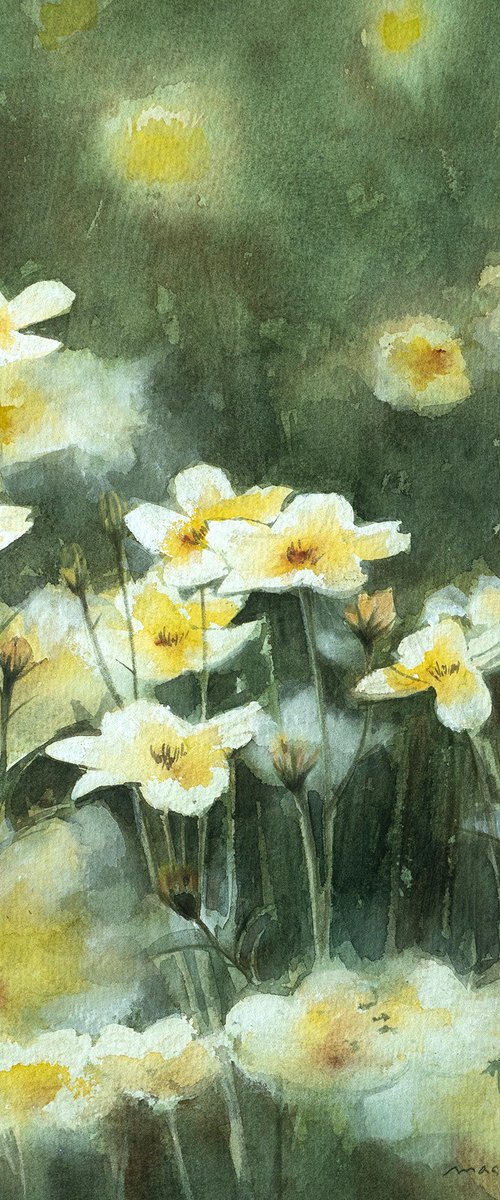 Wildflowers in Soft Light - Watercolor by Masato Watanabe