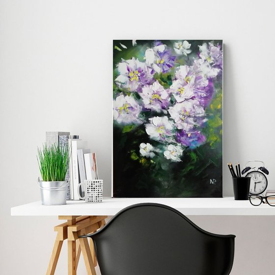 Flowers, floral oil painting, gift idea, original wall art, gift for her