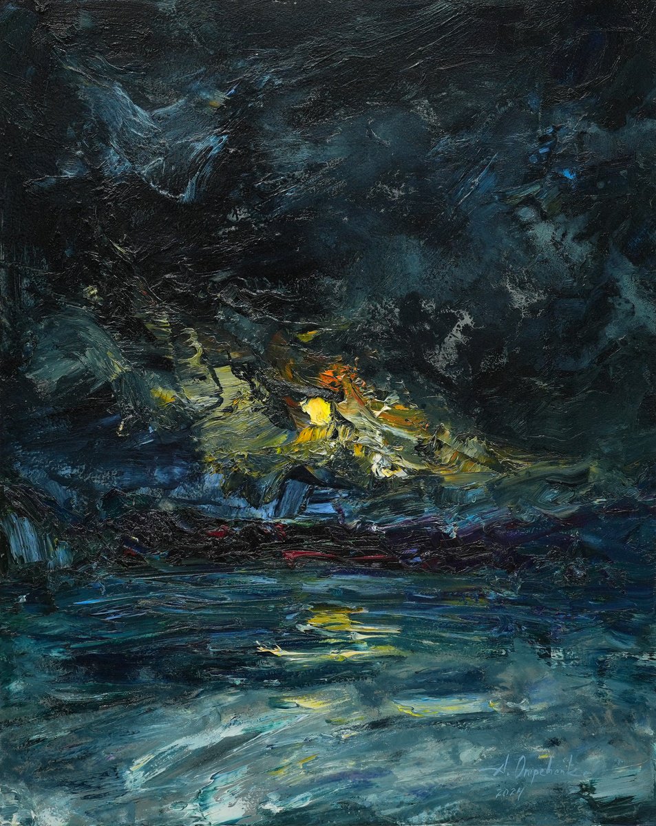 Impressionistic Landscape Oil Painting By Alisa Onipchenko-Cherniakovska, 16 X 20, In The Dark, Original Artwork