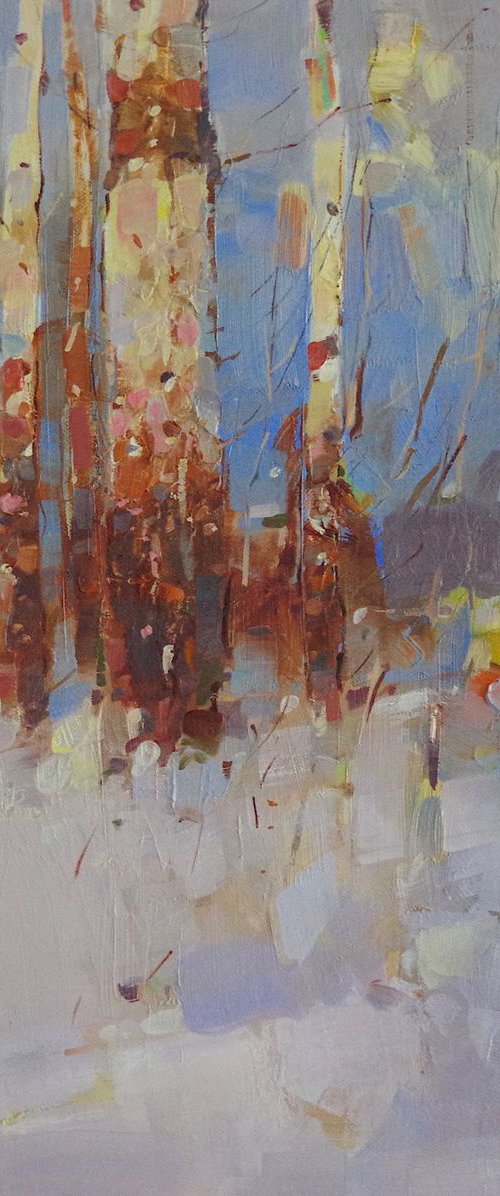 Birches Grove , Landscape oil painting, One of a kind, Signed, Hand Painted by Vahe Yeremyan