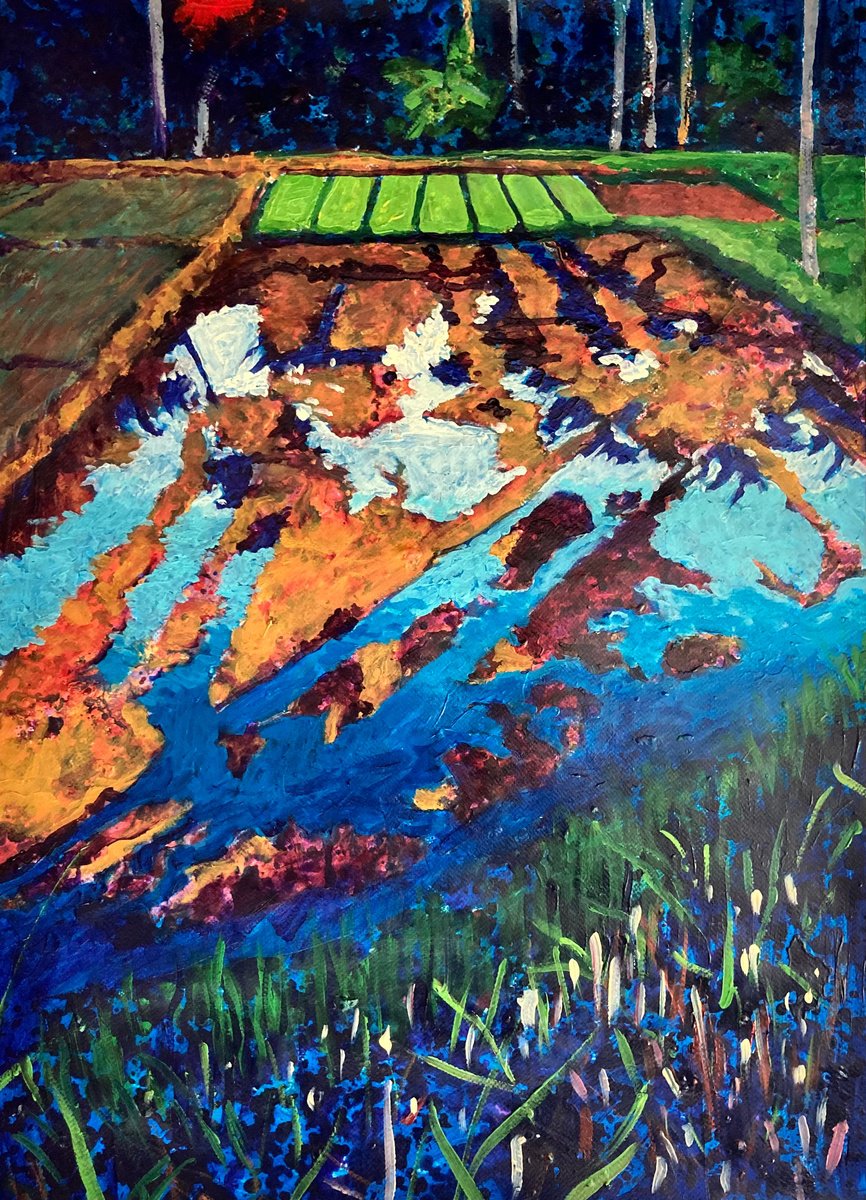 Impressionistic Landscape Acrylic Painting By John Cottee, 22 X 30, Preparing, Original Artwork