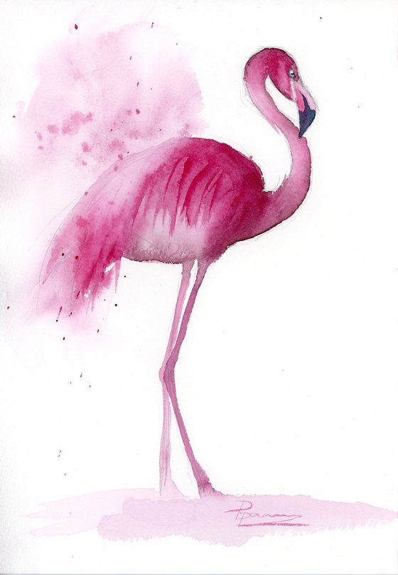 Set of 4 flamingo (7"x10")x4