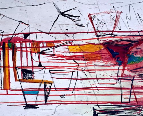 Untitled Abstract ink acrylic painting on paper by Ulugbek Doschanov