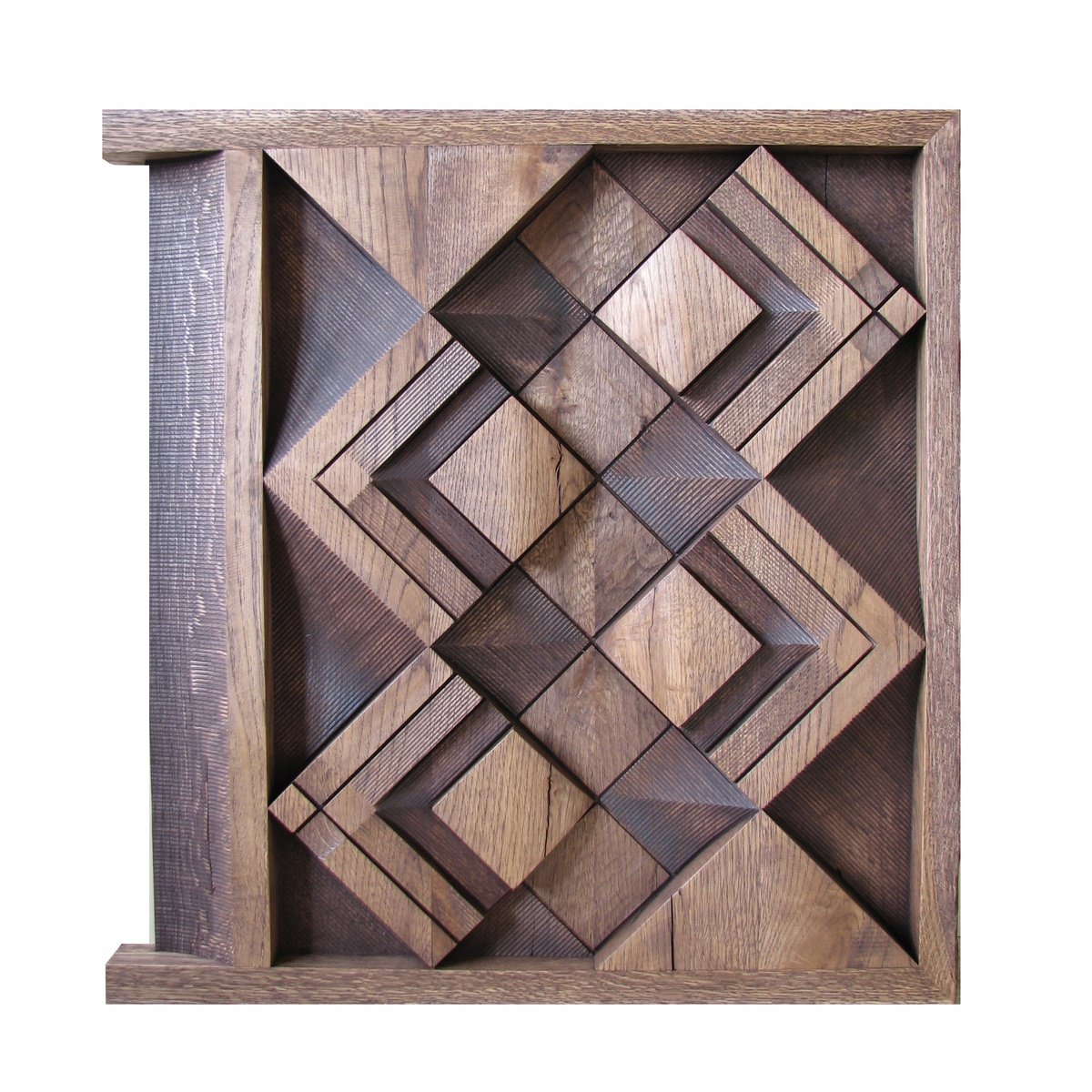 Geometric Abstract Relief By Sava Draganov, 26 X 28", "180 Degrees", Original Artwork